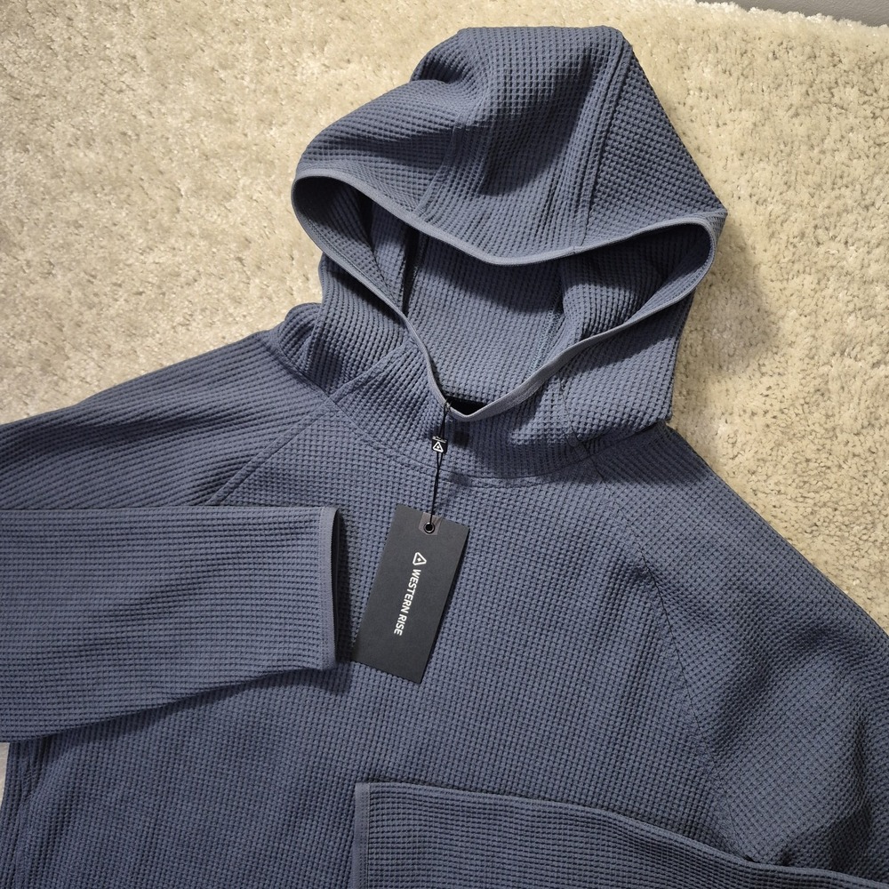 Western Rise Venture Hoodie Mens Large Blue Waffle Knit Performance Outdoor New